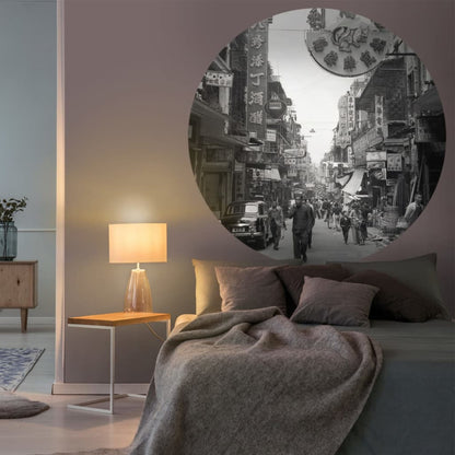 WallArt Papel de parede circular "Hong Kong the Old Days" 190 cm