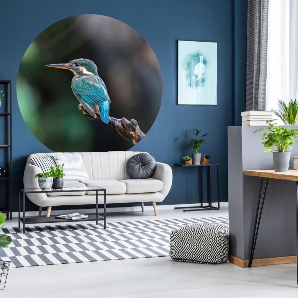 WallArt Papel de parede circular "The Kingfisher" 190 cm