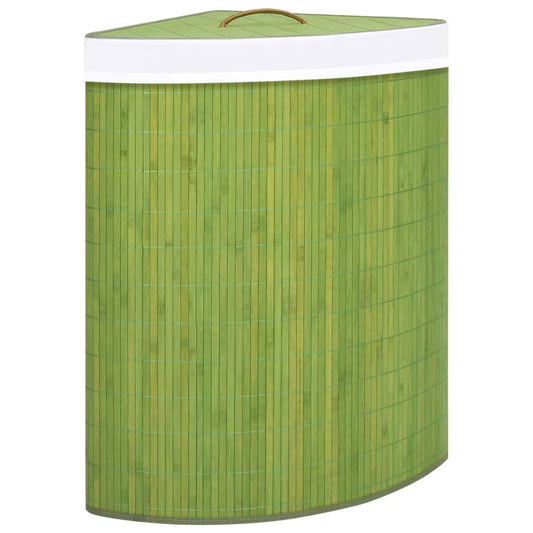 Cesto de canto para roupa suja 60 L bambu verde