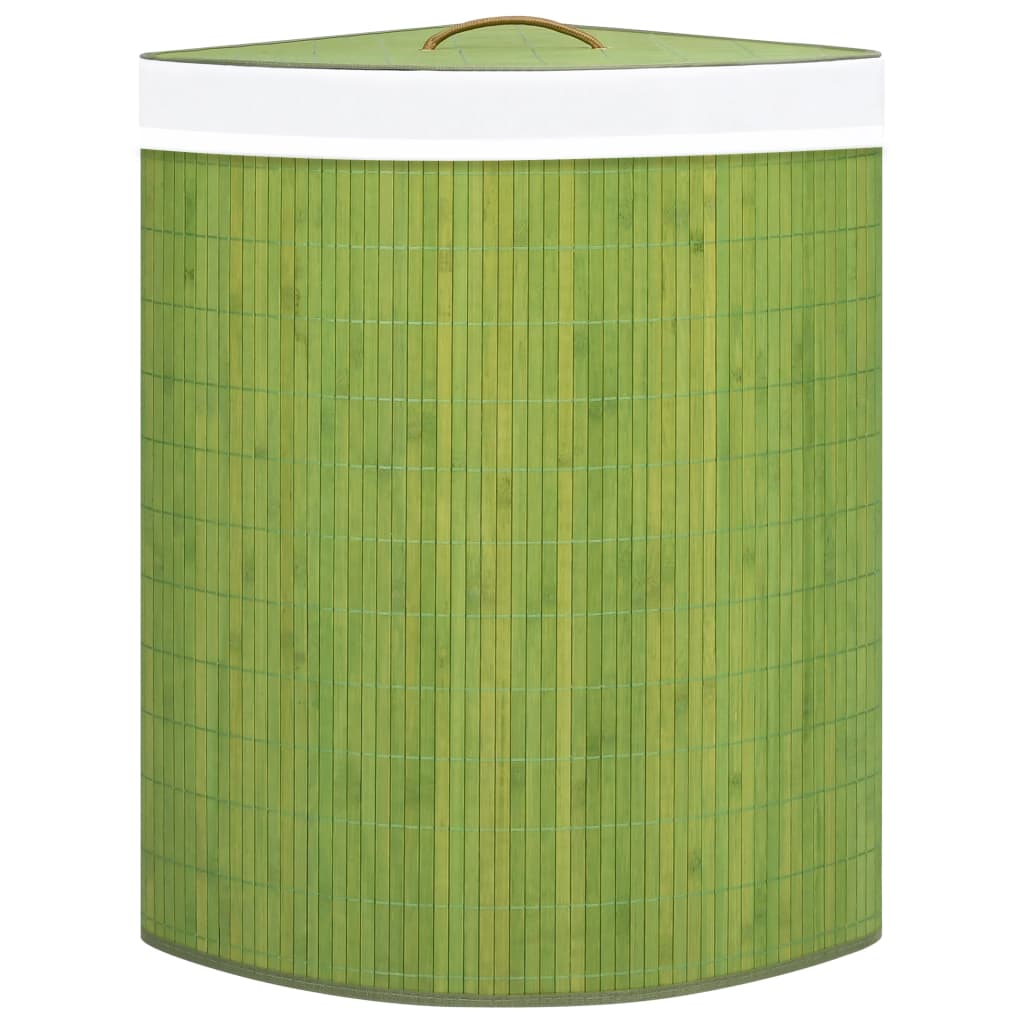 Cesto de canto para roupa suja 60 L bambu verde