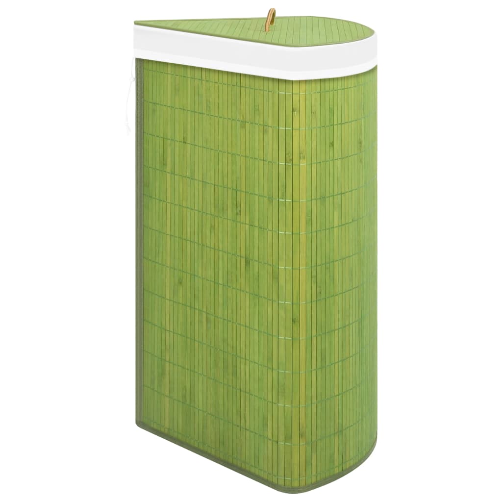 Cesto de canto para roupa suja 60 L bambu verde