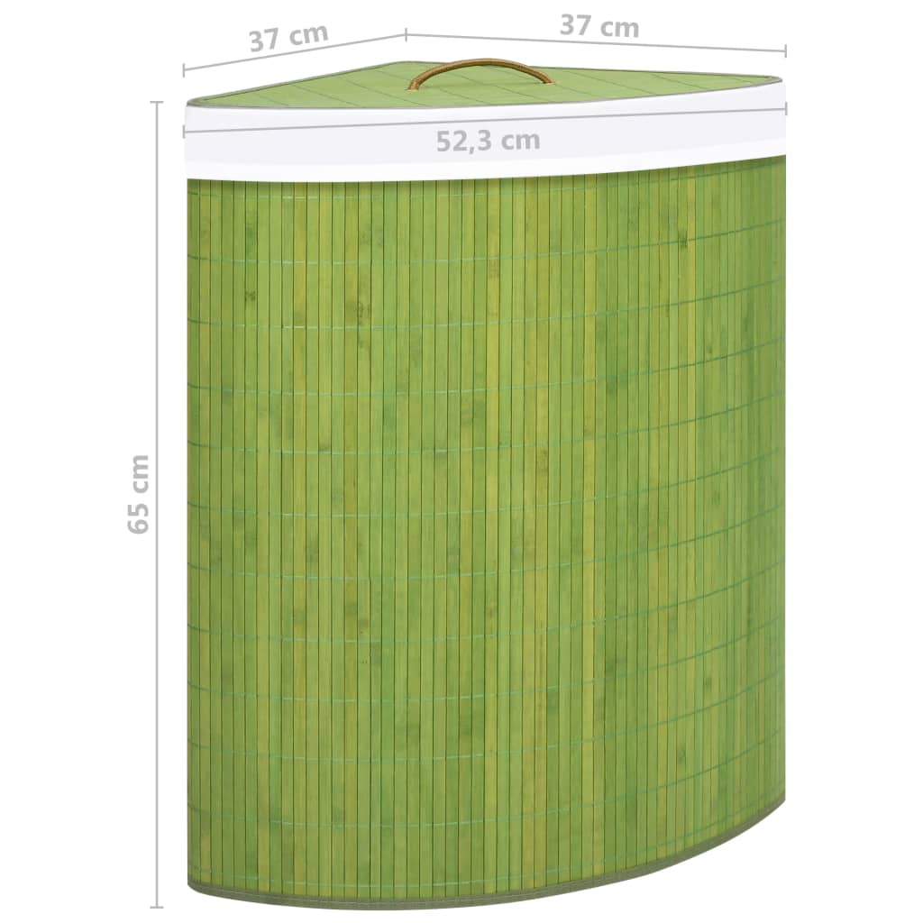 Cesto de canto para roupa suja 60 L bambu verde