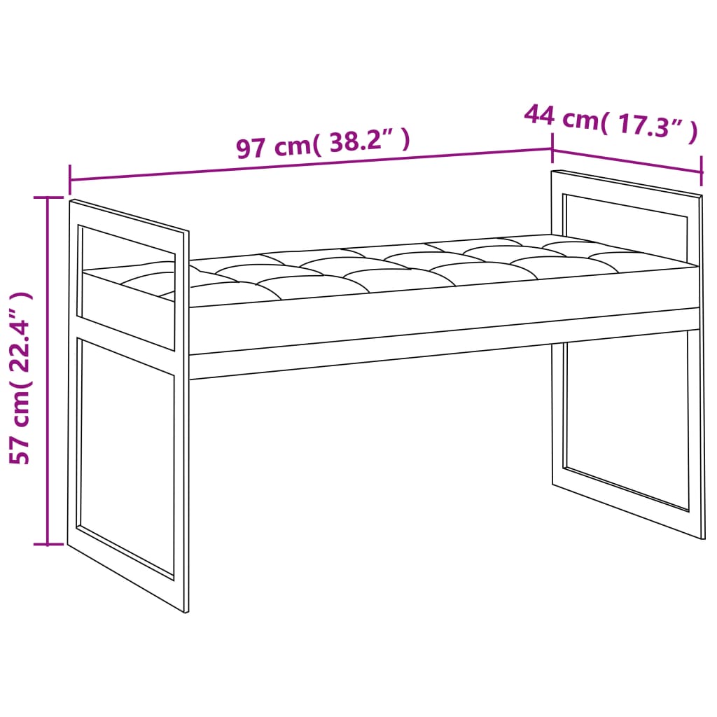 Banco 97 cm aço inoxidável e veludo preto