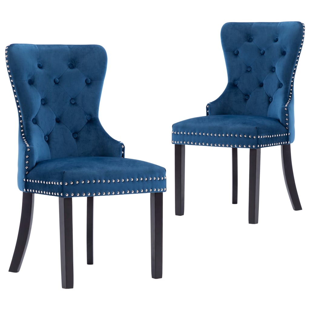 Cadeiras de jantar 2 pcs veludo azul