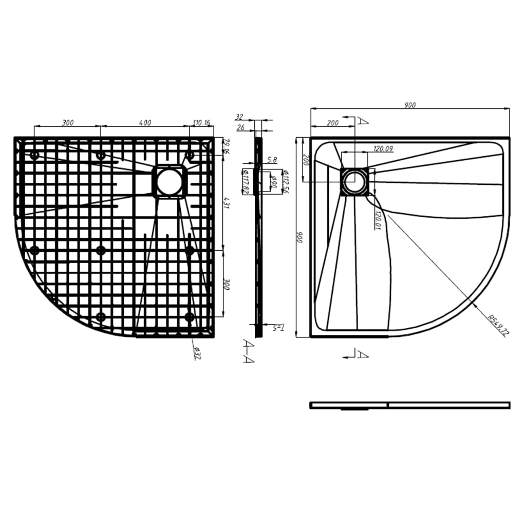 Base de chuveiro SMC 90x90 cm branco