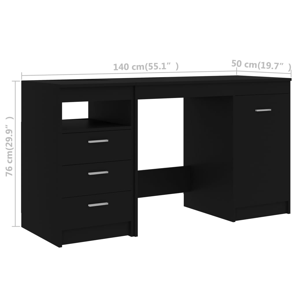 Secretária Hommy de 140cm - Preto - Design Moderno