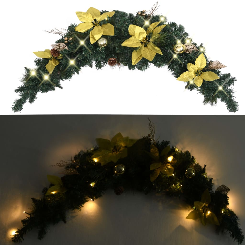 Grinalda de Natal com luzes LED 90 cm PVC verde