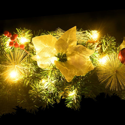 Grinalda de Natal com luzes LED 90 cm PVC verde