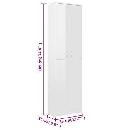 Roupeiro de corredor 55x25x189cm contraplacado branco brilhante