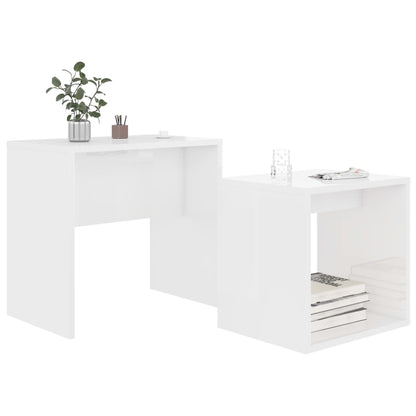 Conjunto de 2 Mesas de Centro Late - Branco Brilhante - Design Nórdico