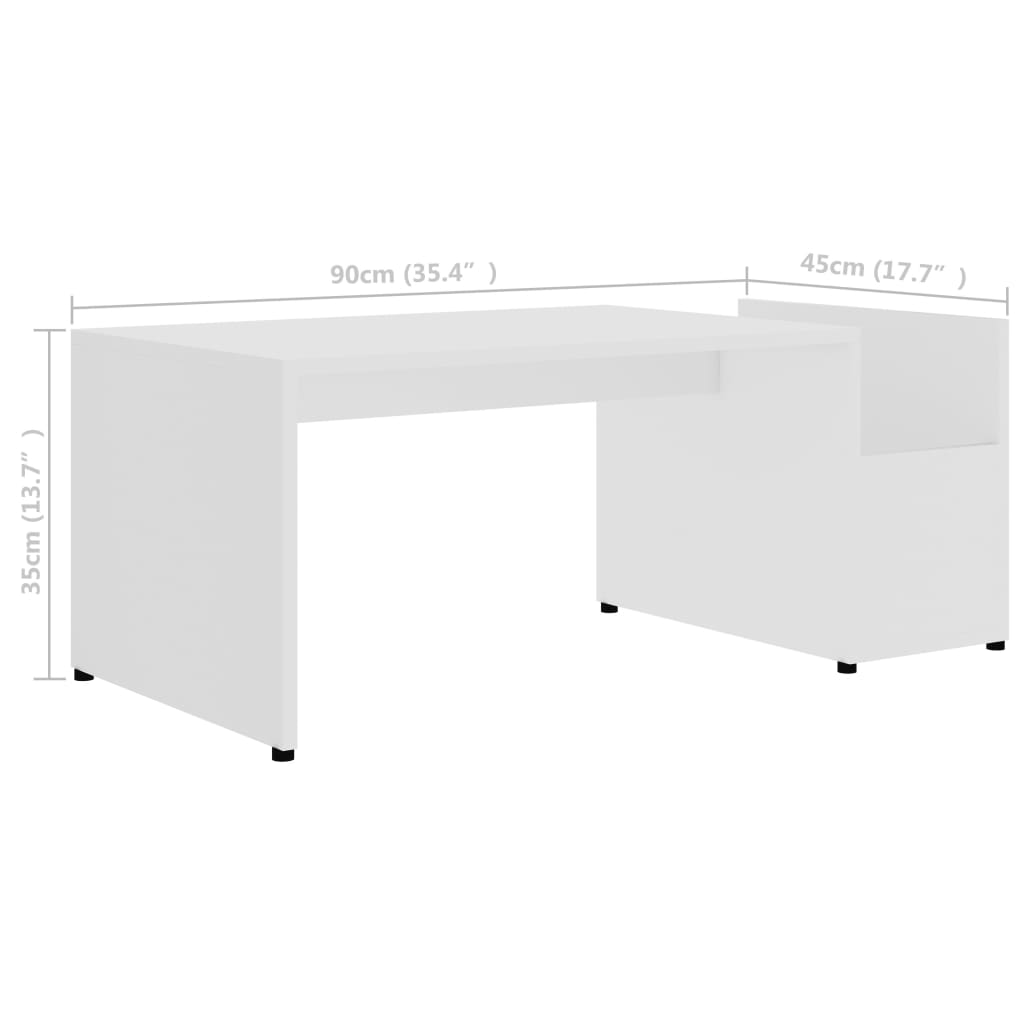 Mesa de centro 90x45x35 cm contraplacado branco