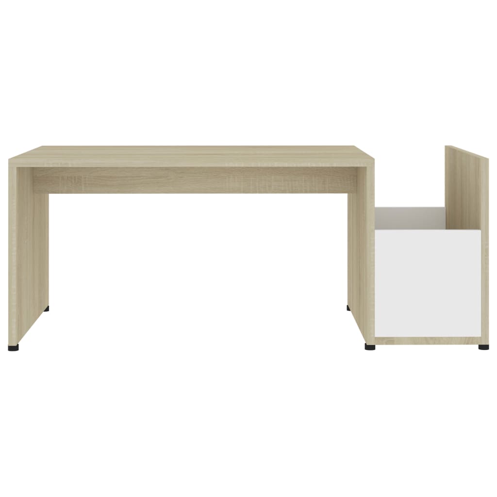 Mesa centro 90x45x35 cm contraplacado branco e carvalho sonoma