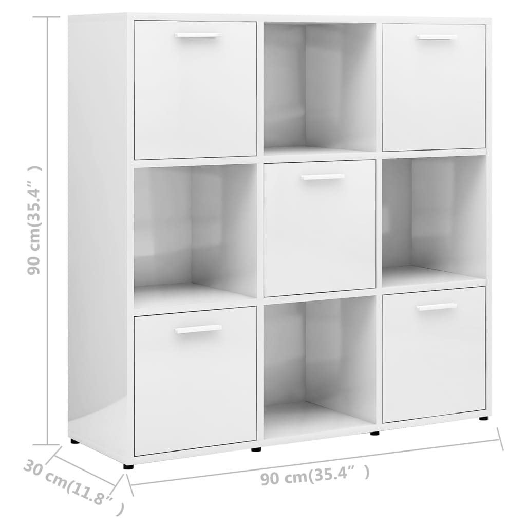 Estante 90x30x90 cm contraplacado branco brilhante