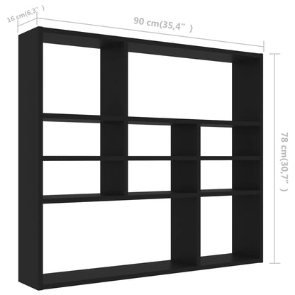 Estante de parede 90x16x78 cm contraplacado preto