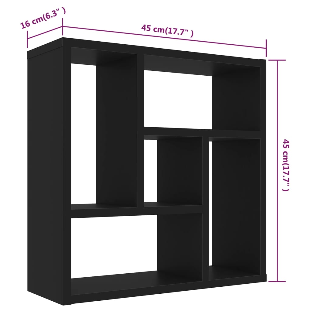 Prateleira de parede 45,1x16x45,1cm contraplacado preto