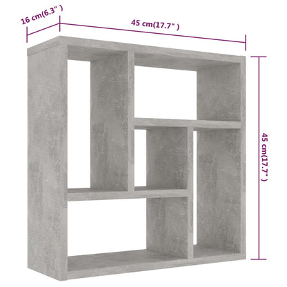 Estante de parede 45,1x16x45,1cm contraplacado cinzento cimento