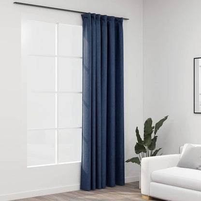 Cortinas opacas aspeto linho com ganchos 290x245 cm azul