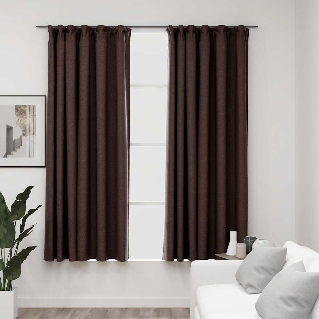 Cortinas opacas asp. linho + ganchos 2pcs 140x175cm cinza-acas.