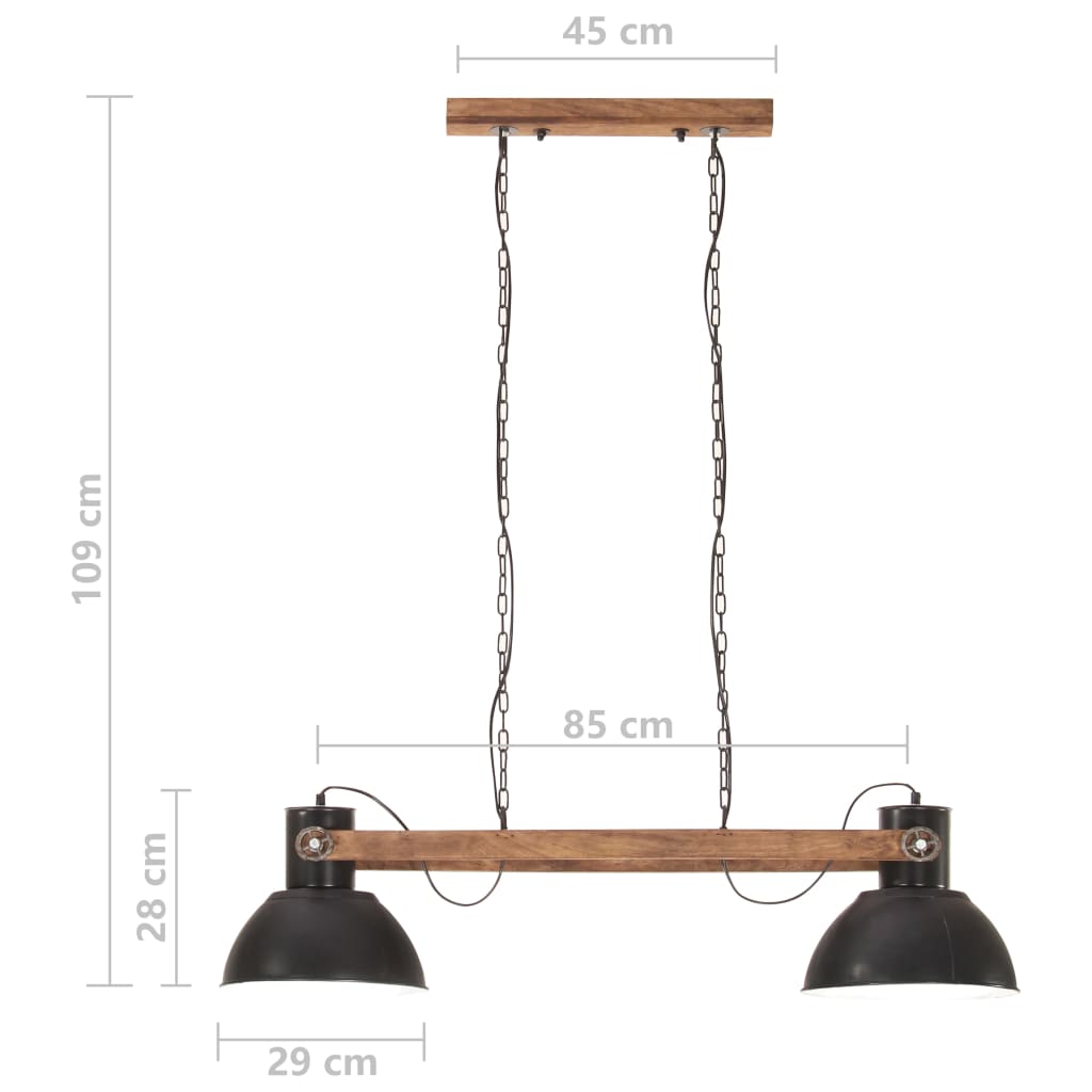 Candeeiro suspenso industrial 25 W 109 cm E27 preto