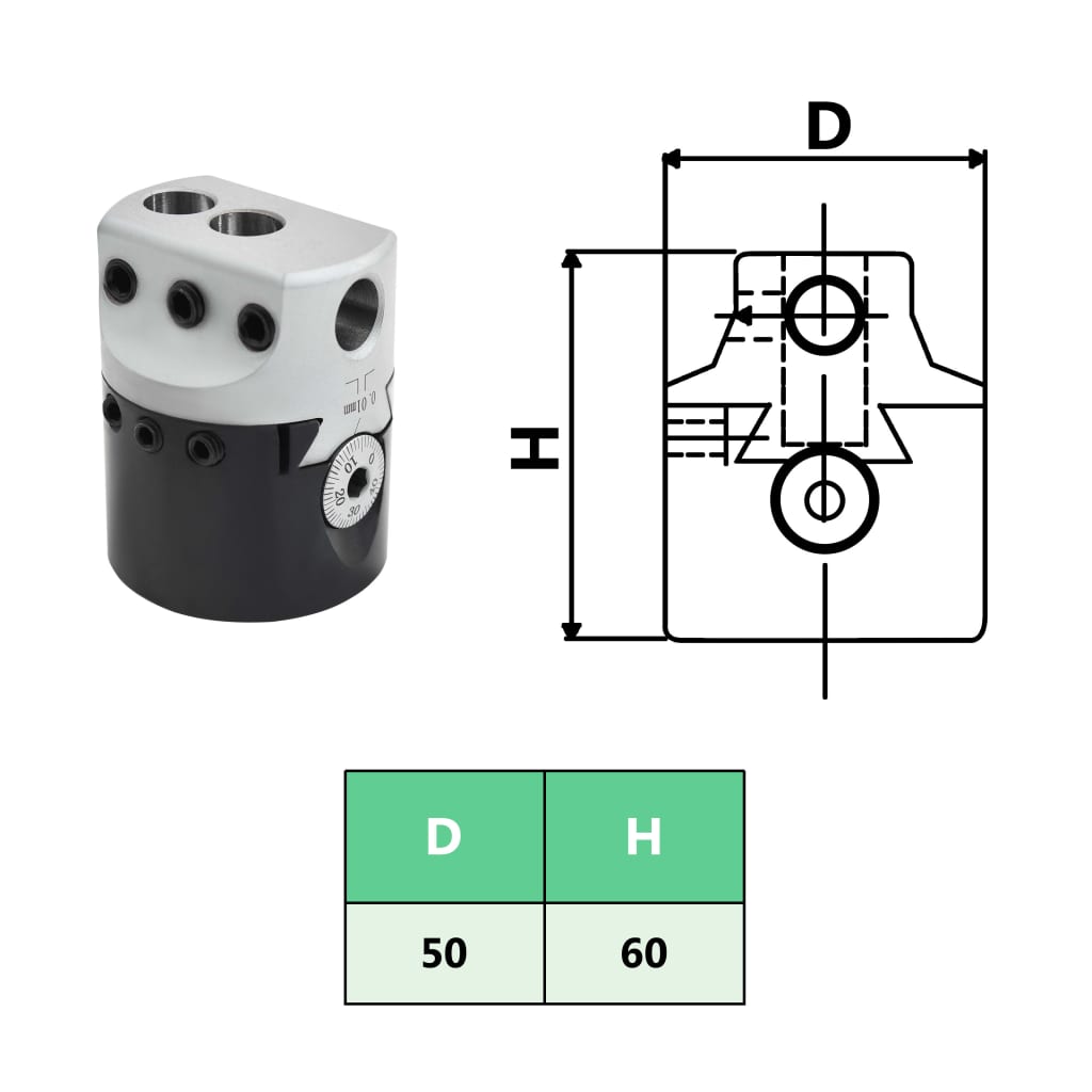 Cabeça de mandrilar 50 mm com cone MT2 para fresagem