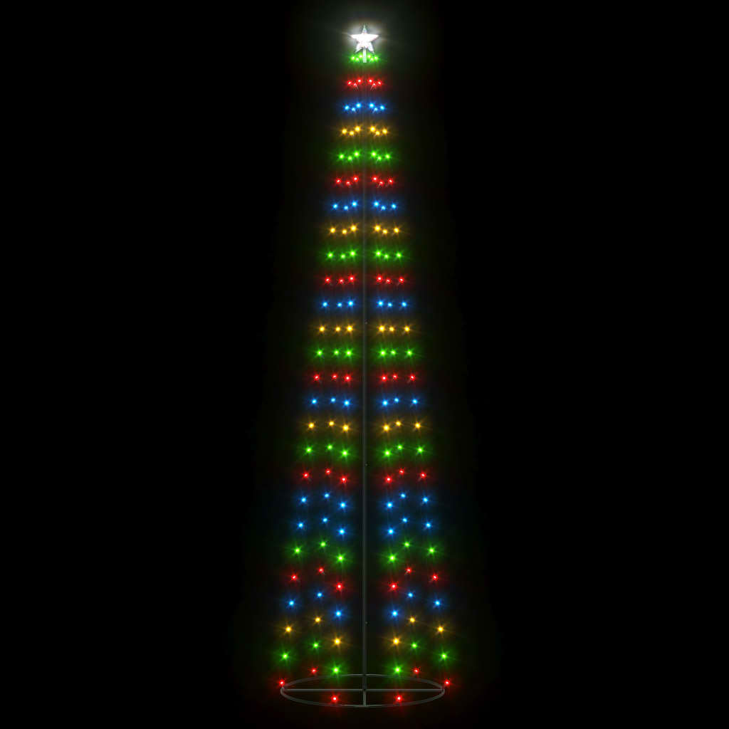 Árvore de Natal em cone c/ 136 luzes LED multicor 70x240cm