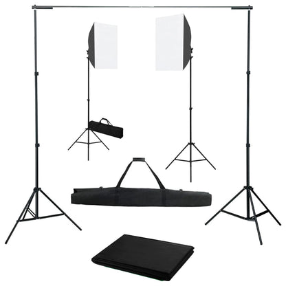 Kit de estúdio fotográfico com softbox de iluminação e fundo