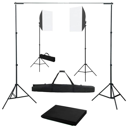 Kit de estúdio fotográfico com softbox de iluminação e fundo