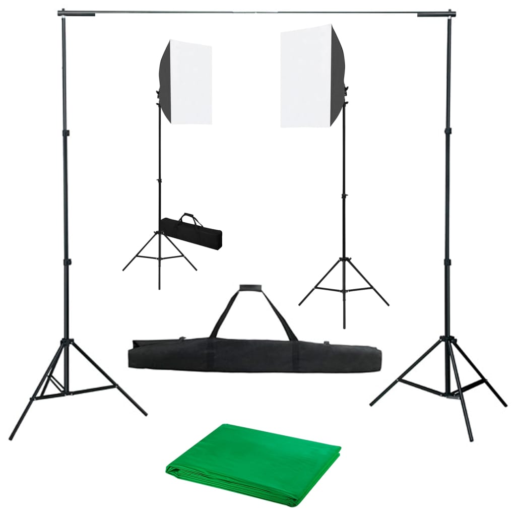 Kit de estúdio fotográfico com softbox de iluminação e fundo