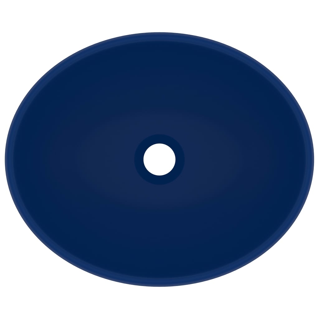 Lavatório luxuoso oval 40x33cm cerâmica azul-escuro mate