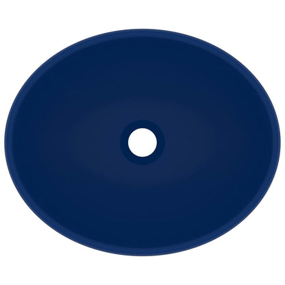 Lavatório luxuoso oval 40x33cm cerâmica azul-escuro mate