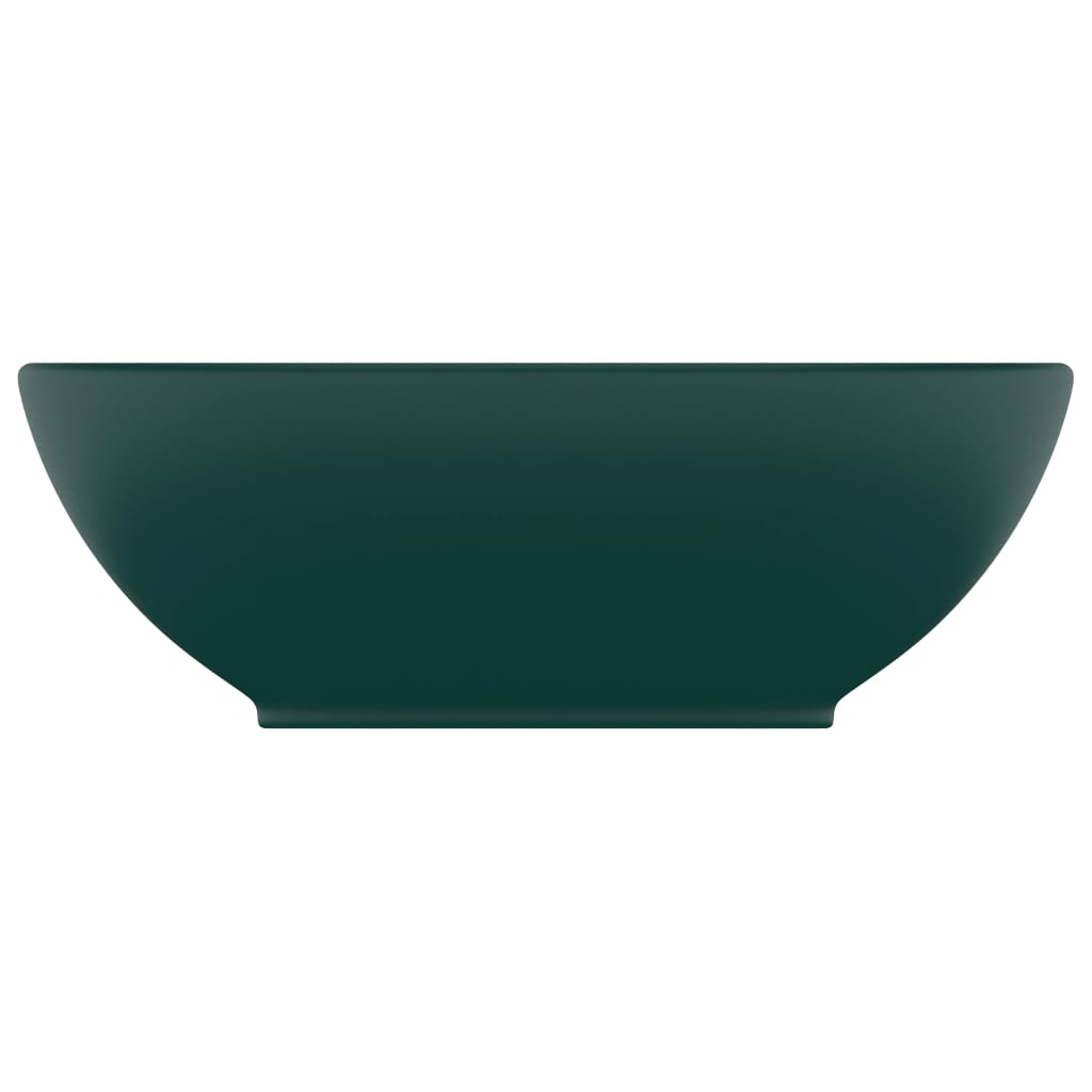 Lavatório luxuoso oval 40x33cm cerâmica verde-escuro mate