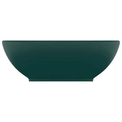 Lavatório luxuoso oval 40x33cm cerâmica verde-escuro mate