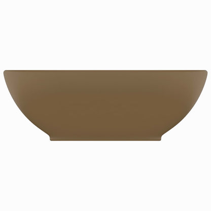 Lavatório luxuoso formato oval 40x33 cm cerâmica creme mate