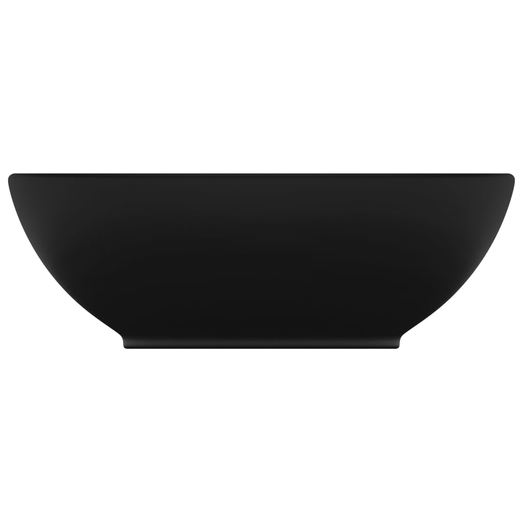 Lavatório luxuoso formato oval 40x33 cm cerâmica preto mate