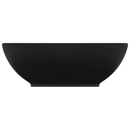 Lavatório luxuoso formato oval 40x33 cm cerâmica preto mate