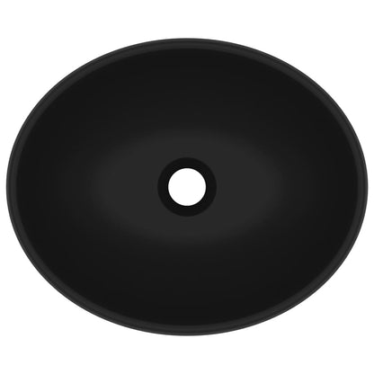 Lavatório luxuoso formato oval 40x33 cm cerâmica preto mate