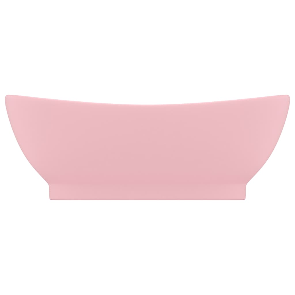 Lavatório luxuoso oval 58,5x39 cm cerâmica rosa mate