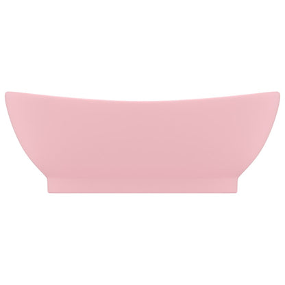 Lavatório luxuoso oval 58,5x39 cm cerâmica rosa mate