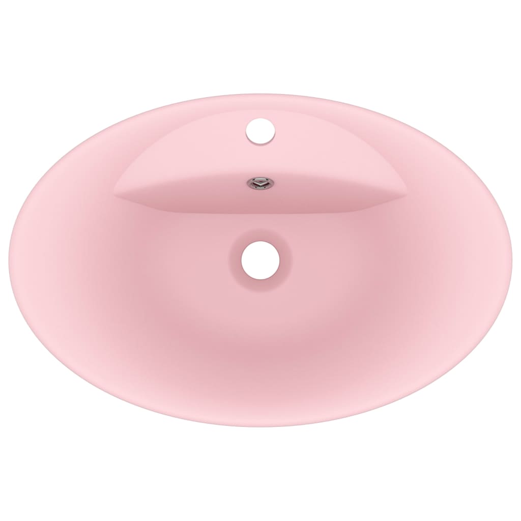 Lavatório luxuoso oval 58,5x39 cm cerâmica rosa mate