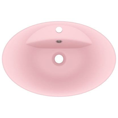 Lavatório luxuoso oval 58,5x39 cm cerâmica rosa mate