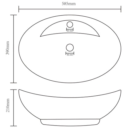 Lavatório luxuoso oval 58,5x39 cm cerâmica azul-claro mate