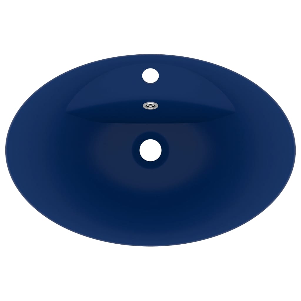 Lavatório luxuoso oval 58,5x39 cm cerâmica azul-escuro mate