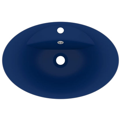 Lavatório luxuoso oval 58,5x39 cm cerâmica azul-escuro mate