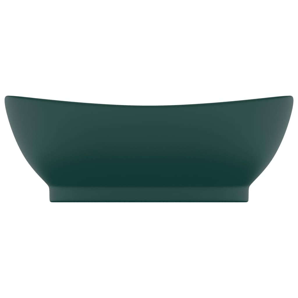 Lavatório luxuoso oval 58,5x39 cm cerâmica verde-escuro mate