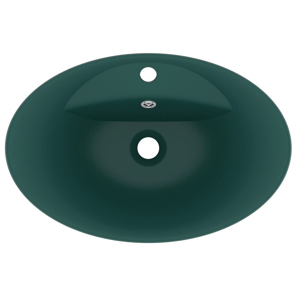 Lavatório luxuoso oval 58,5x39 cm cerâmica verde-escuro mate