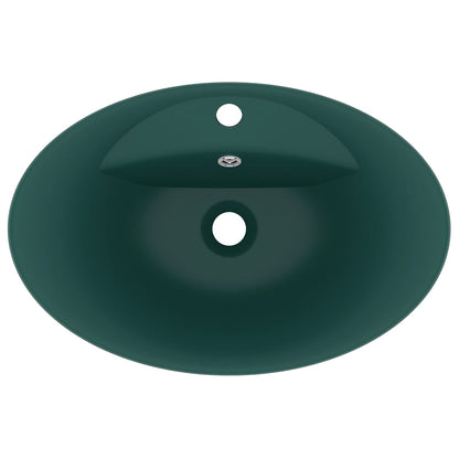 Lavatório luxuoso oval 58,5x39 cm cerâmica verde-escuro mate