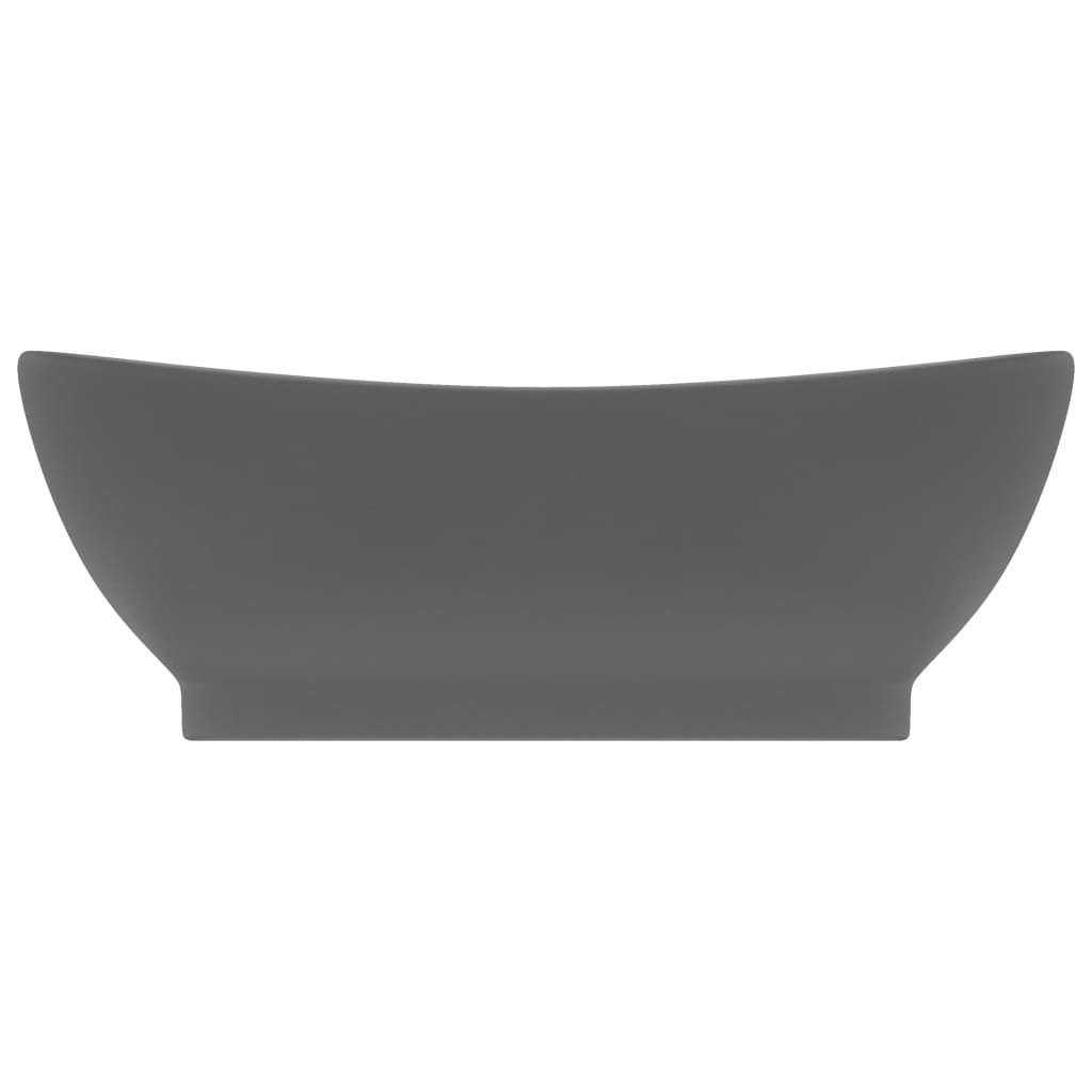 Lavatório luxuoso oval 58,5x39 cm cerâmica cinza-escuro mate