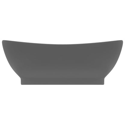 Lavatório luxuoso oval 58,5x39 cm cerâmica cinza-escuro mate