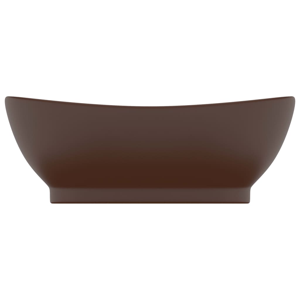 Lavatório luxuoso oval 58,5x39 cm cerâmica castanho-escuro mate