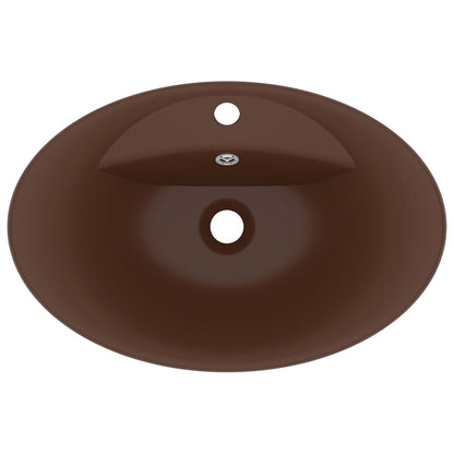 Lavatório luxuoso oval 58,5x39 cm cerâmica castanho-escuro mate